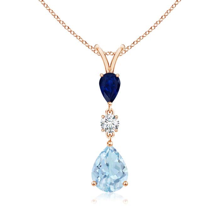 Pear-Shaped Aquamarine Drop Pendant Necklace, 14K Gold or Platinum