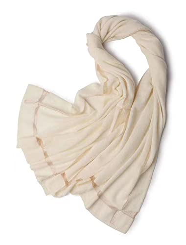 100% Cashmere Knit Scarf & Pashmina Wrap, Undyed Natural Color