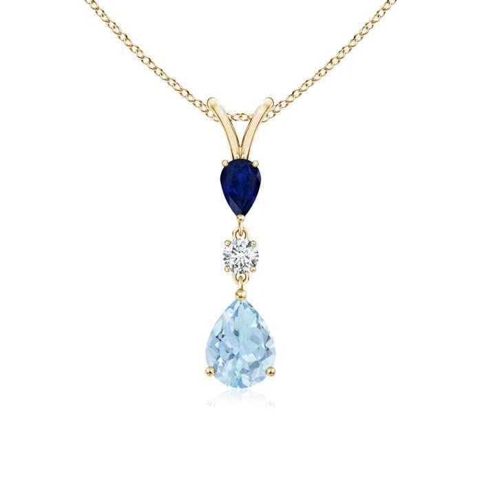 Pear-Shaped Aquamarine Drop Pendant Necklace, 14K Gold or Platinum