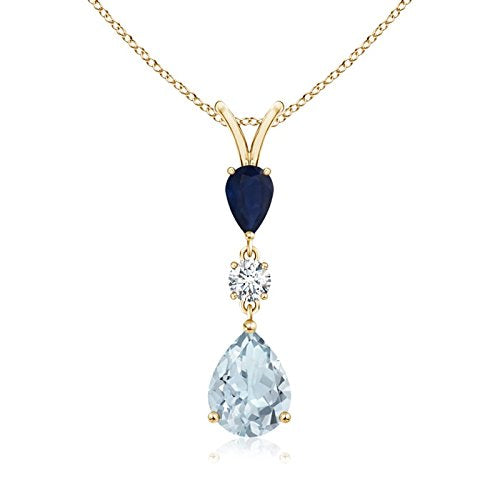 Pear-Shaped Aquamarine Drop Pendant Necklace, 14K Gold or Platinum