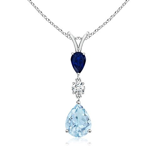 Pear-Shaped Aquamarine Drop Pendant Necklace, 14K Gold or Platinum