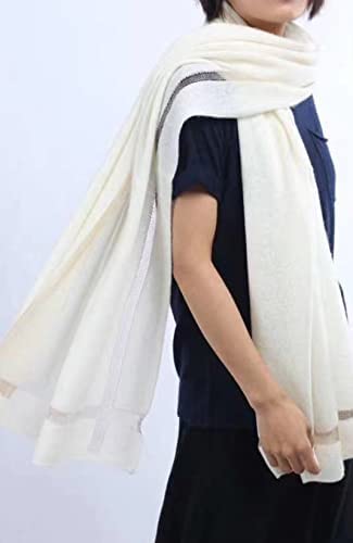 100% Cashmere Knit Scarf & Pashmina Wrap, Undyed Natural Color