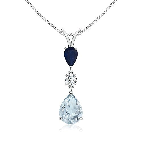 Pear-Shaped Aquamarine Drop Pendant Necklace, 14K Gold or Platinum