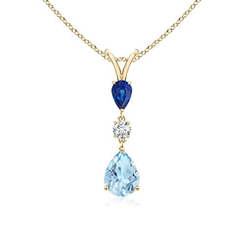 Pear-Shaped Aquamarine Drop Pendant Necklace, 14K Gold or Platinum