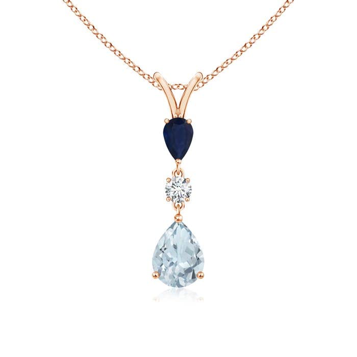 Pear-Shaped Aquamarine Drop Pendant Necklace, 14K Gold or Platinum