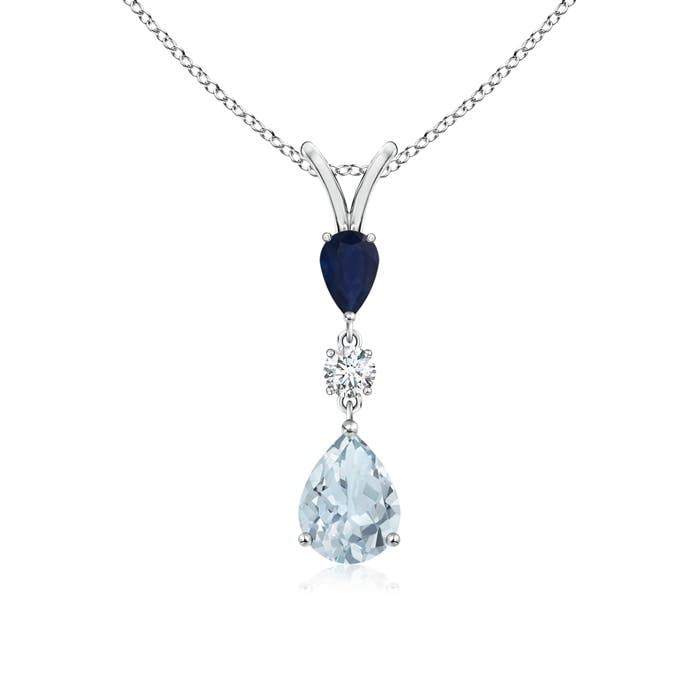 Pear-Shaped Aquamarine Drop Pendant Necklace, 14K Gold or Platinum