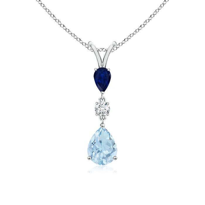 Pear-Shaped Aquamarine Drop Pendant Necklace, 14K Gold or Platinum