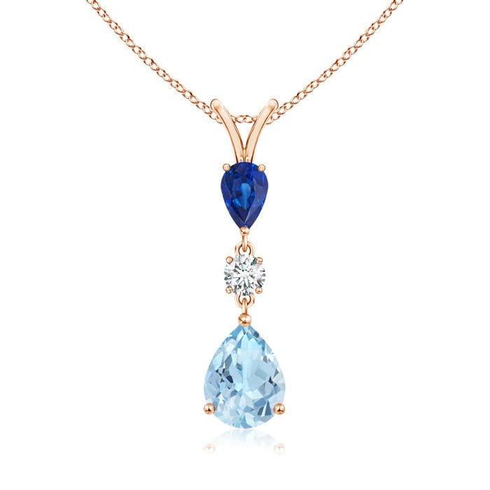 Pear-Shaped Aquamarine Drop Pendant Necklace, 14K Gold or Platinum