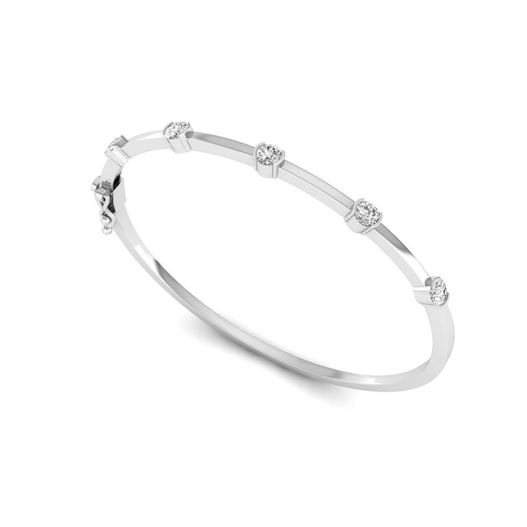 Lab Grown Diamond Half Bezel Bangle Bracelet, 14K Gold