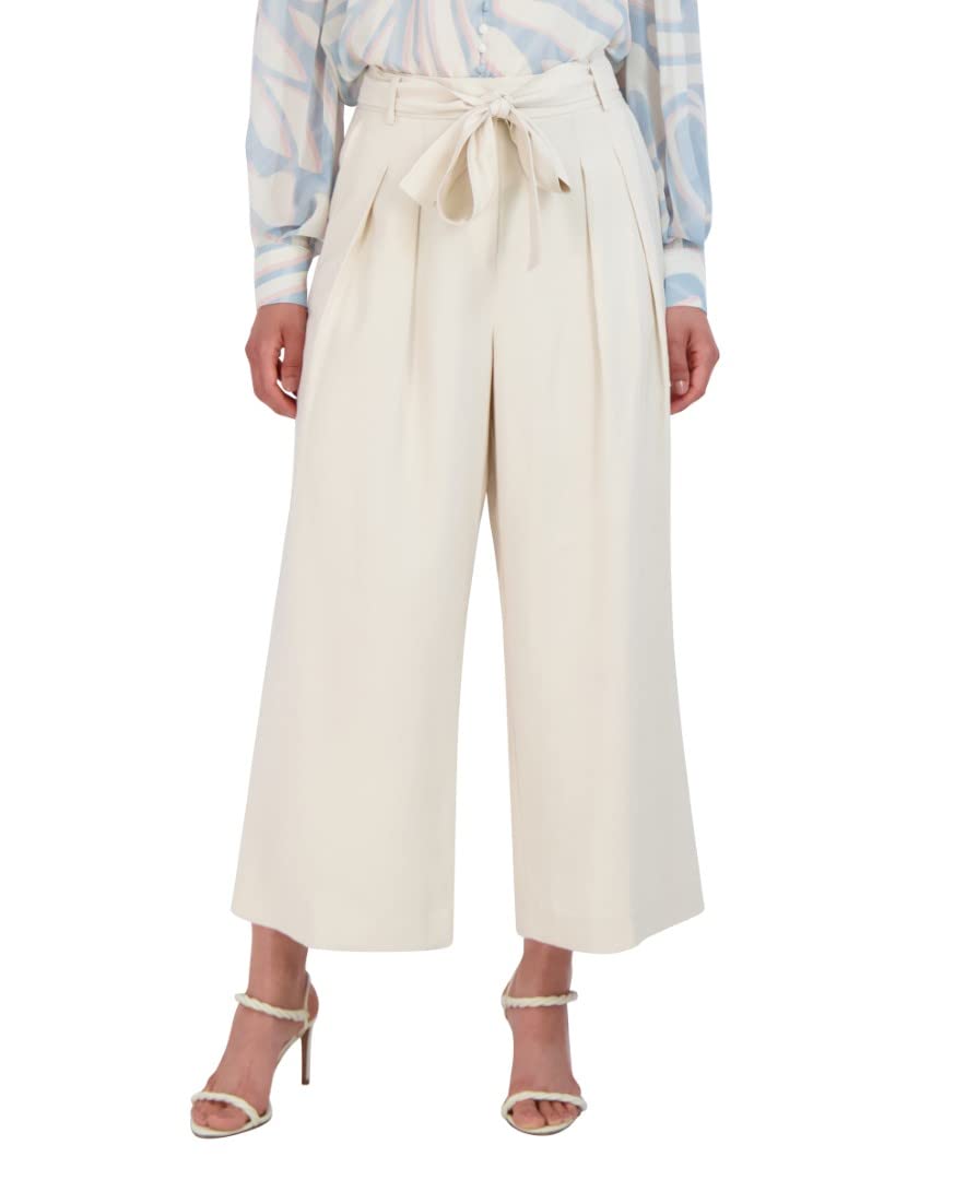 BCBGMAXAZRIA Women's Wide Leg Waist Tie Cropped Pants