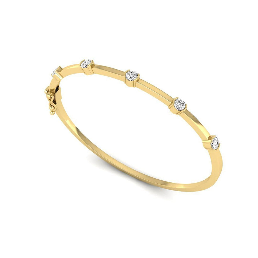 Lab Grown Diamond Half Bezel Bangle Bracelet, 14K Gold
