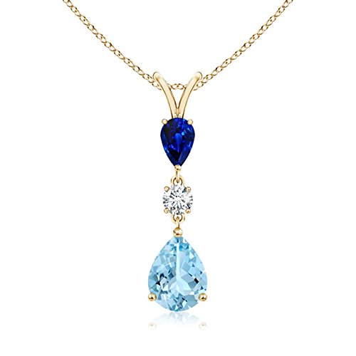 Pear-Shaped Aquamarine Drop Pendant Necklace, 14K Gold or Platinum