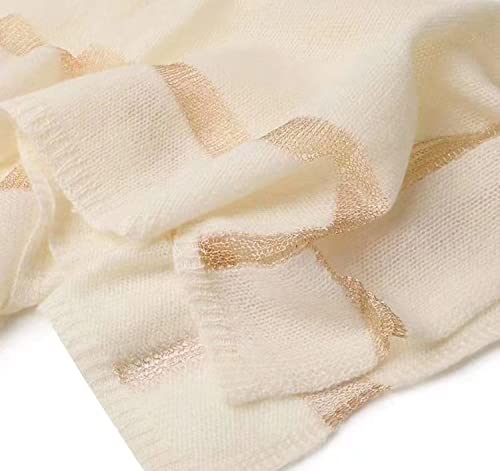 100% Cashmere Knit Scarf & Pashmina Wrap, Undyed Natural Color