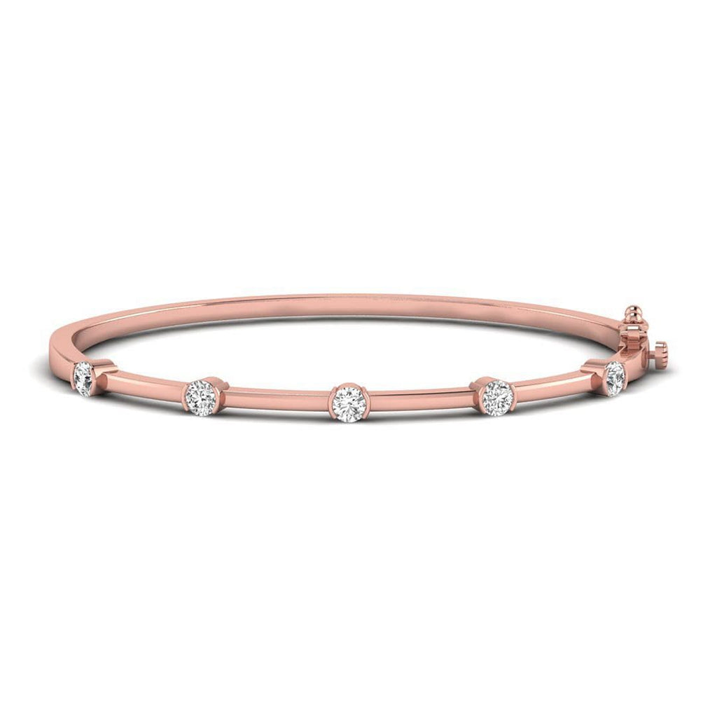 Lab Grown Diamond Half Bezel Bangle Bracelet, 14K Gold