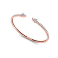 Lab Grown Pear & Round Diamond Open Cuff Bangle, 14K Gold