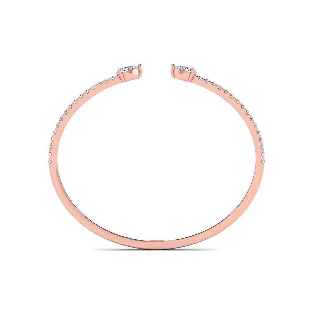 Lab Grown Pear & Round Diamond Open Cuff Bangle, 14K Gold