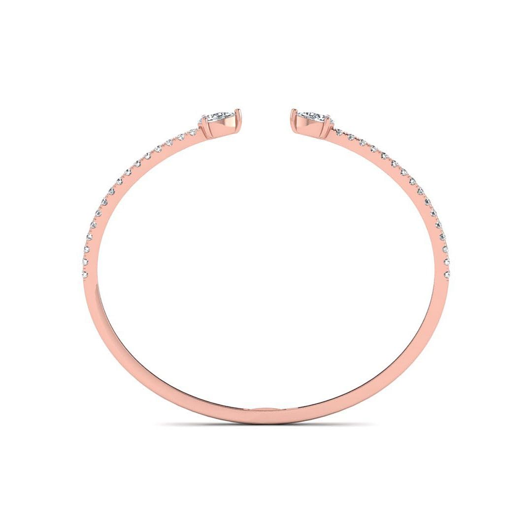Lab Grown Pear & Round Diamond Open Cuff Bangle, 14K Gold