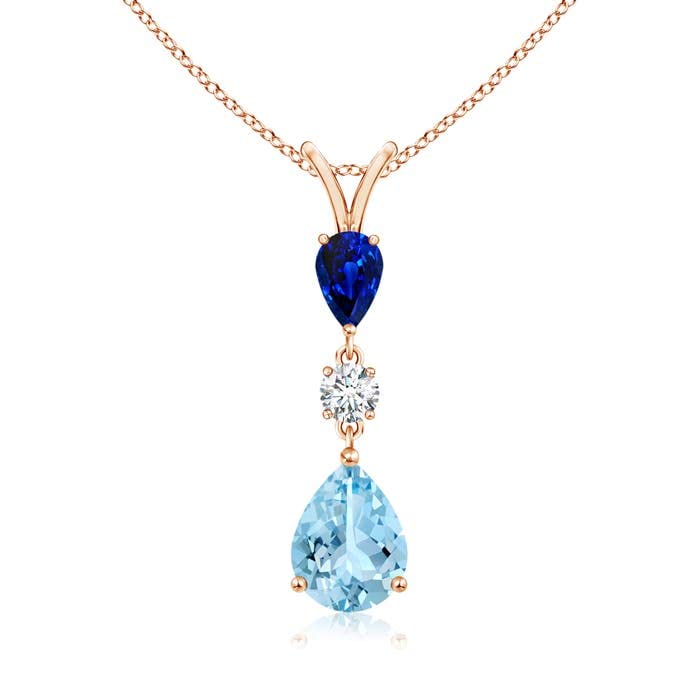Pear-Shaped Aquamarine Drop Pendant Necklace, 14K Gold or Platinum