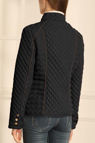 Bellivera Women's Fleece-Lined Diamond Quilted Puffer Jacket Winter Coat