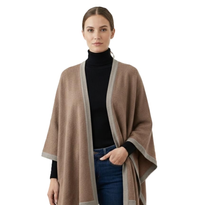 Women's 100% Cashmere Open Front Wrap Shawl