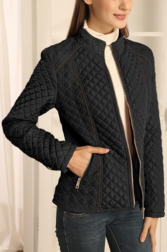 Bellivera Women's Fleece-Lined Diamond Quilted Puffer Jacket Winter Coat