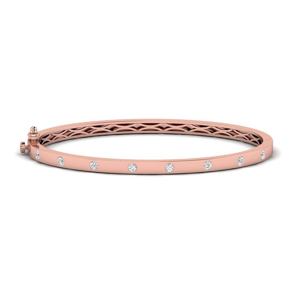 Lab Grown Diamond Flush Set Bangle Bracelet, 14K Gold