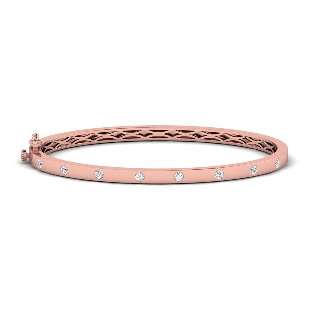 Lab Grown Diamond Flush Set Bangle Bracelet, 14K Gold