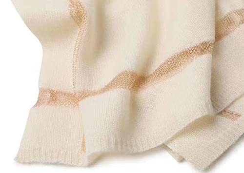 100% Cashmere Knit Scarf & Pashmina Wrap, Undyed Natural Color