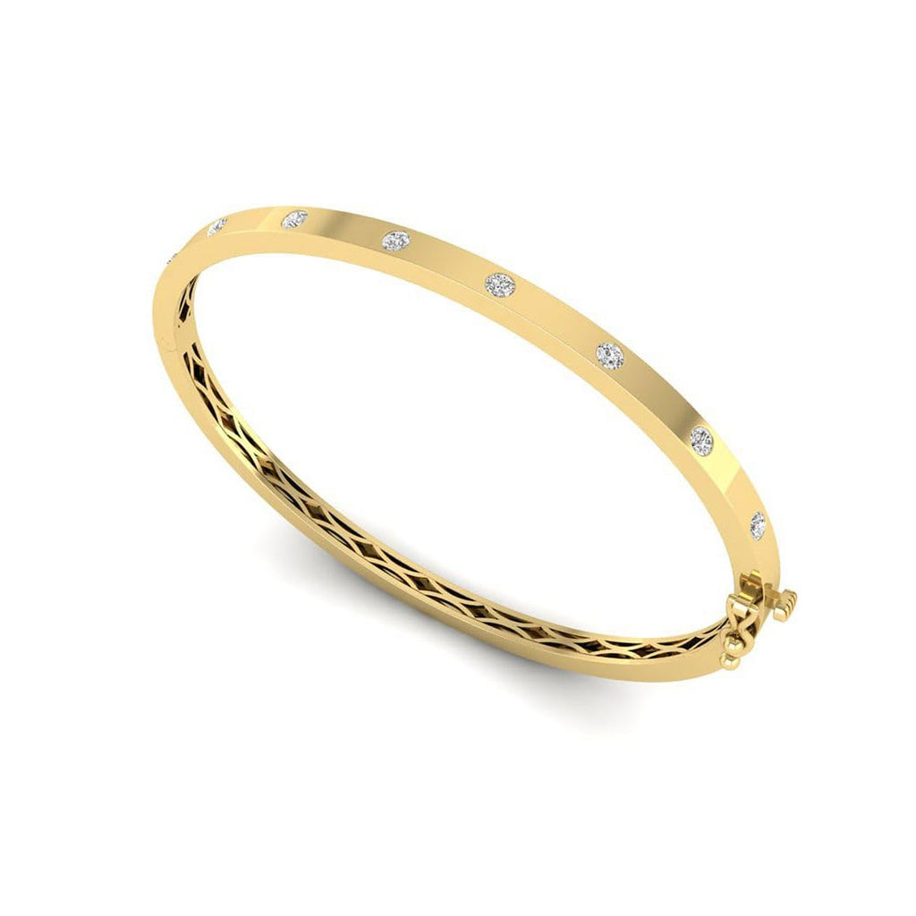 Lab Grown Diamond Flush Set Bangle Bracelet, 14K Gold