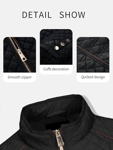 Bellivera Women's Fleece-Lined Diamond Quilted Puffer Jacket Winter Coat