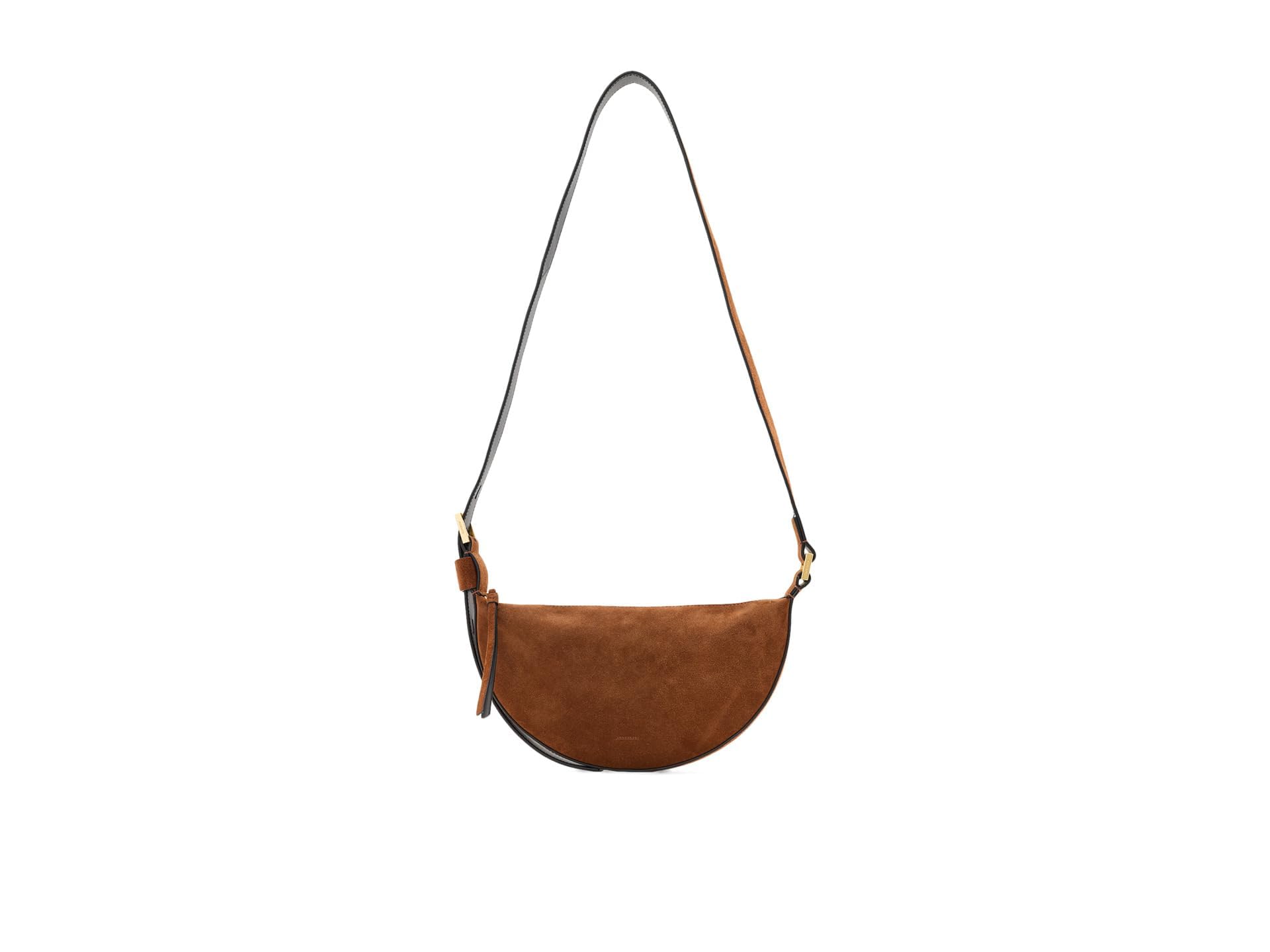 AllSaints Women's Handbag Halfmoon Suede Xbody Cognac Brown