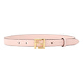 Women's Calf Leather Belt with Gold-Tone Logo Buckle, Pink