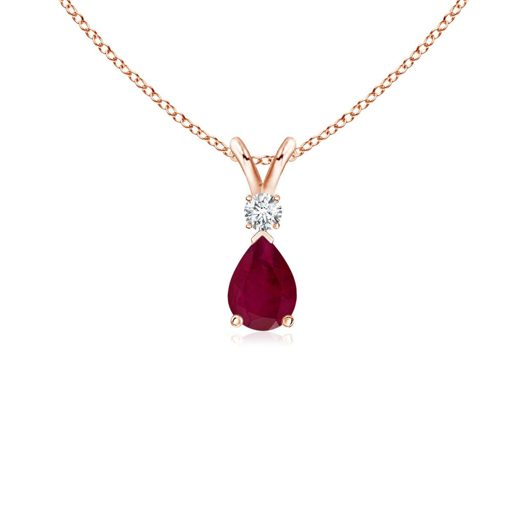 Teardrop Ruby Pendant Necklace with Diamond, Silver, 14K Gold or Platinum