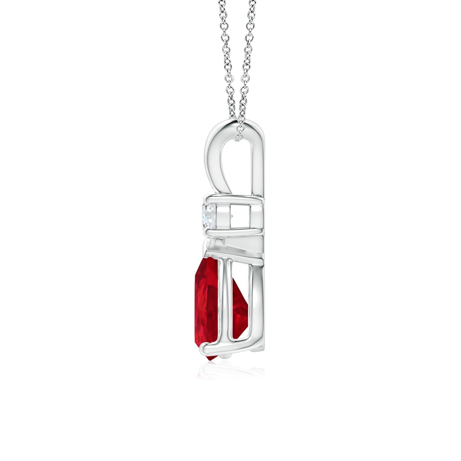 Teardrop Ruby Pendant Necklace with Diamond, Silver, 14K Gold or Platinum
