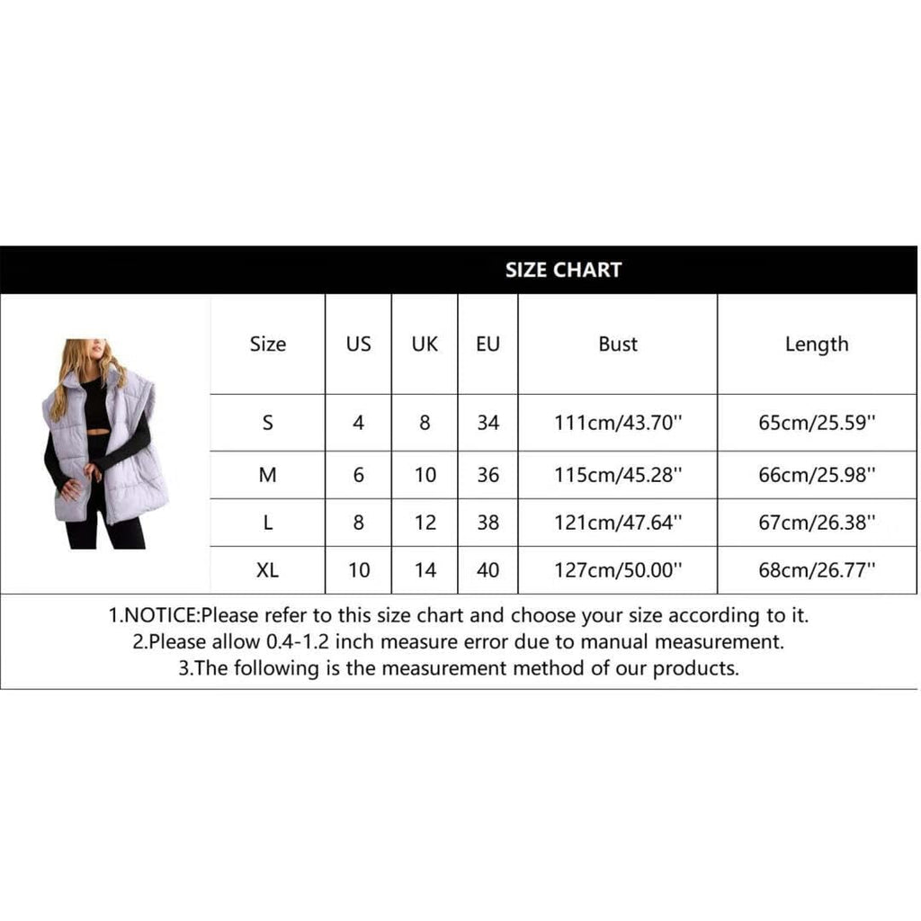 Womens Zip Up Puffer Vest Stand Collar Sleeveless Padded Jacket Coat