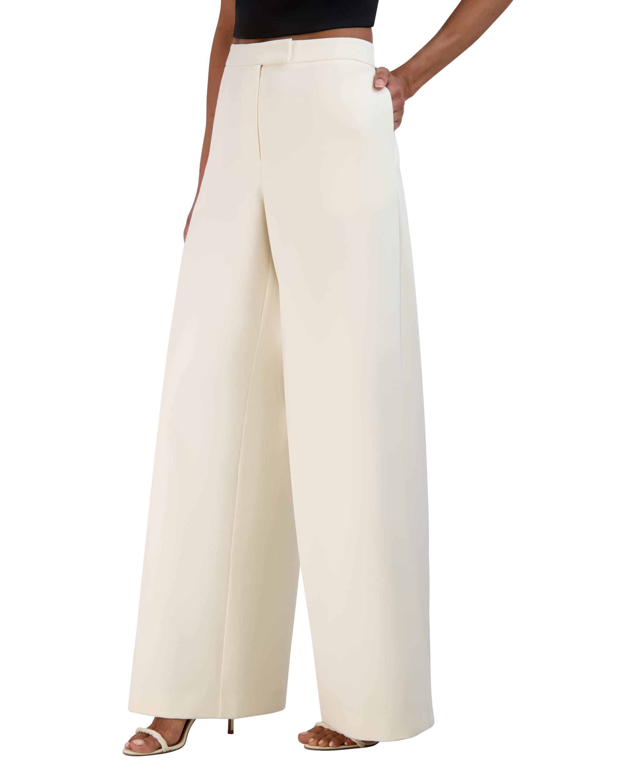 BCBGMAXAZRIA Women's Bi-Stretch Crepe Wide Leg Pants