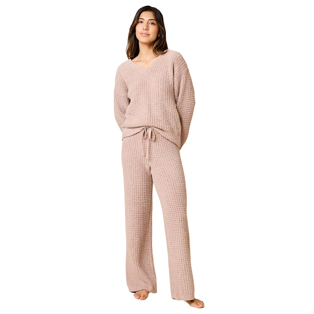 Women's Ultra-Soft Waffle Knit Lounge Set, 2-Piece Pajama Set
