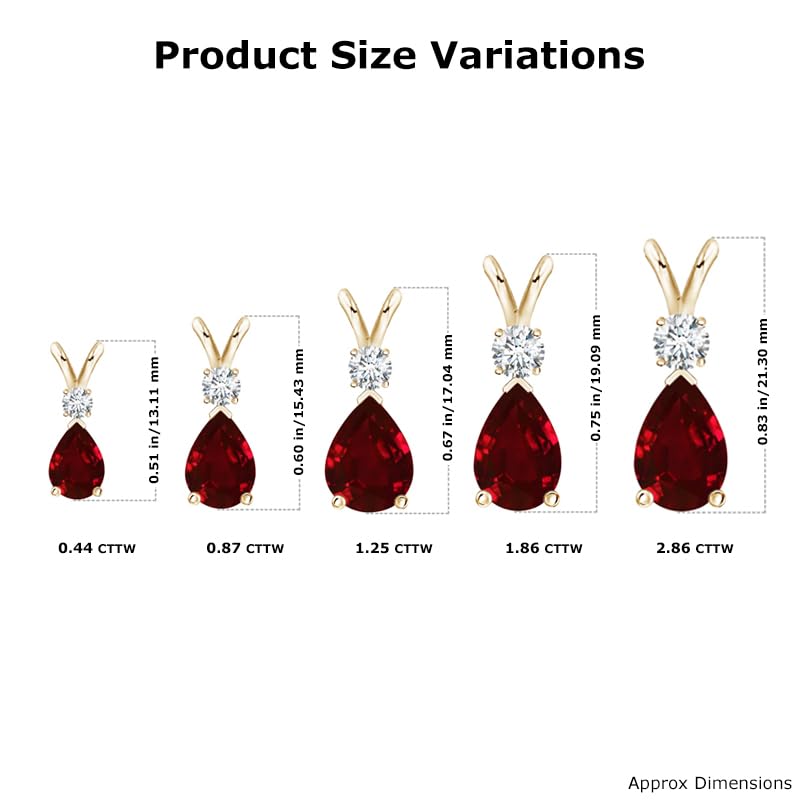 Teardrop Ruby Pendant Necklace with Diamond, Silver, 14K Gold or Platinum