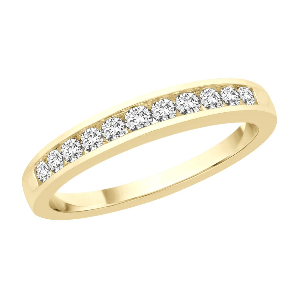 Channel Set Diamond Ring, 14K Yellow Gold