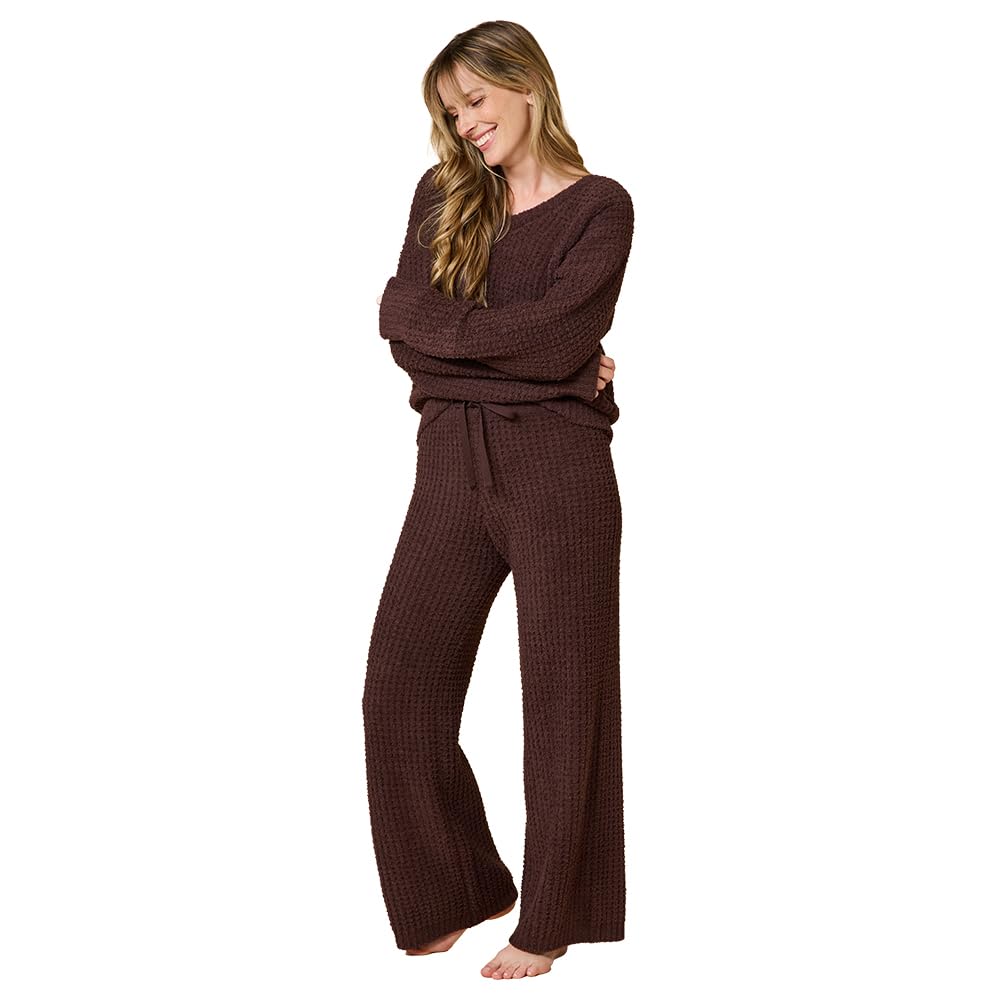 Women's Ultra-Soft Waffle Knit Lounge Set, 2-Piece Pajama Set