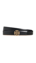 Tory Burch Women's Miller Smooth Leather Pave Logo Belt 1"