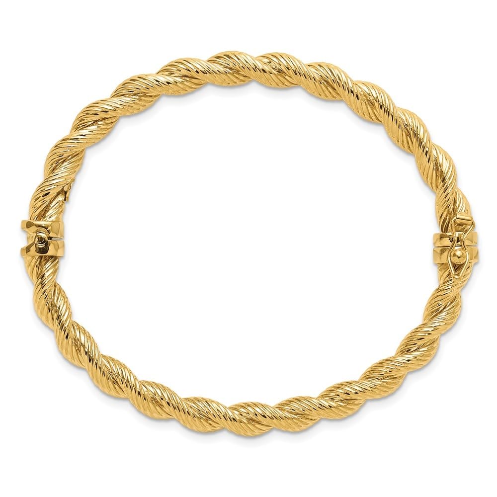 Twisted Hinged Bangle Bracelet, 14K Yellow Gold