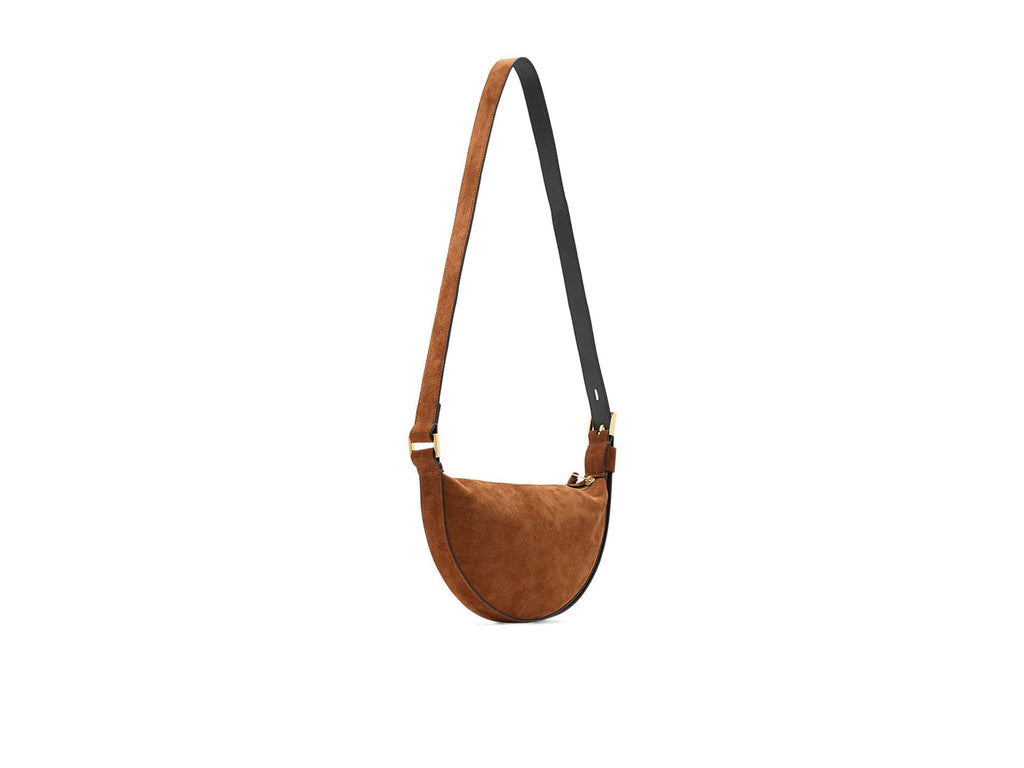AllSaints Women's Handbag Halfmoon Suede Xbody Cognac Brown