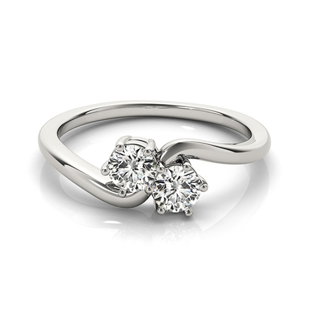 14k Gold Round-Cut Two-Stone Diamond Ring (1/2 cttw, J-K, SI1-SI2) Size 4-9