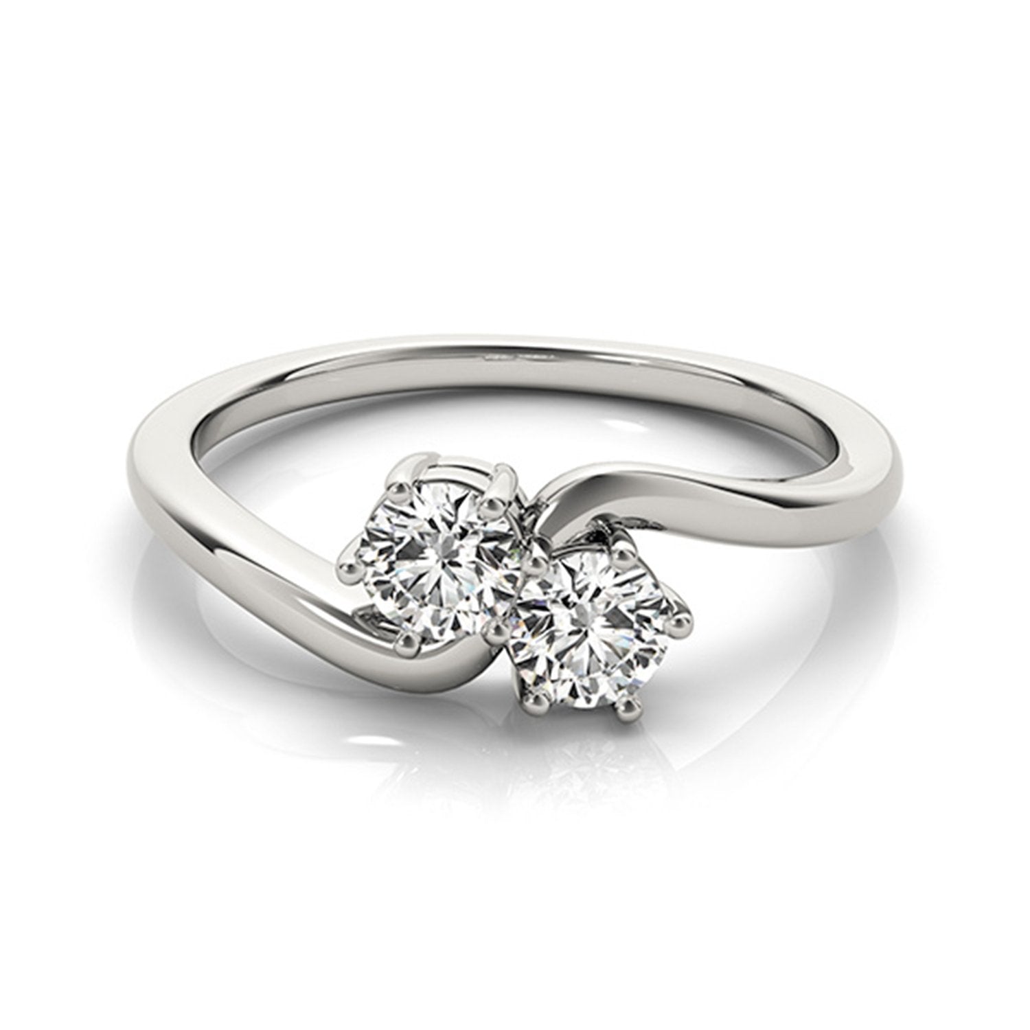 14k Gold Round-Cut Two-Stone Diamond Ring (1/2 cttw, J-K, SI1-SI2) Size 4-9