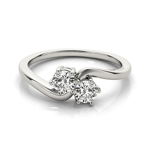 14k Gold Round-Cut Two-Stone Diamond Ring (1/2 cttw, J-K, SI1-SI2) Size 4-9