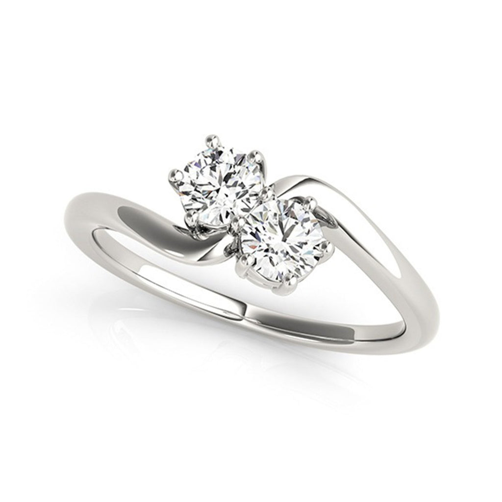 14k Gold Round-Cut Two-Stone Diamond Ring (1/2 cttw, J-K, SI1-SI2) Size 4-9