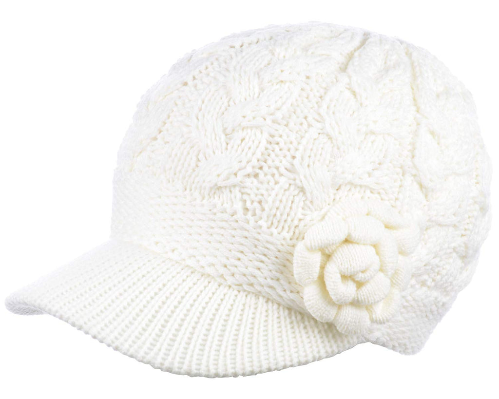 Women's Cable Knit Newsboy Cap with Fleece Lining