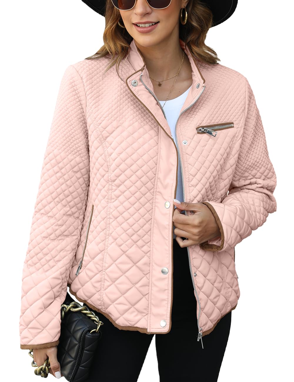Bellivera Women's Fleece-Lined Diamond Quilted Puffer Jacket Winter Coat