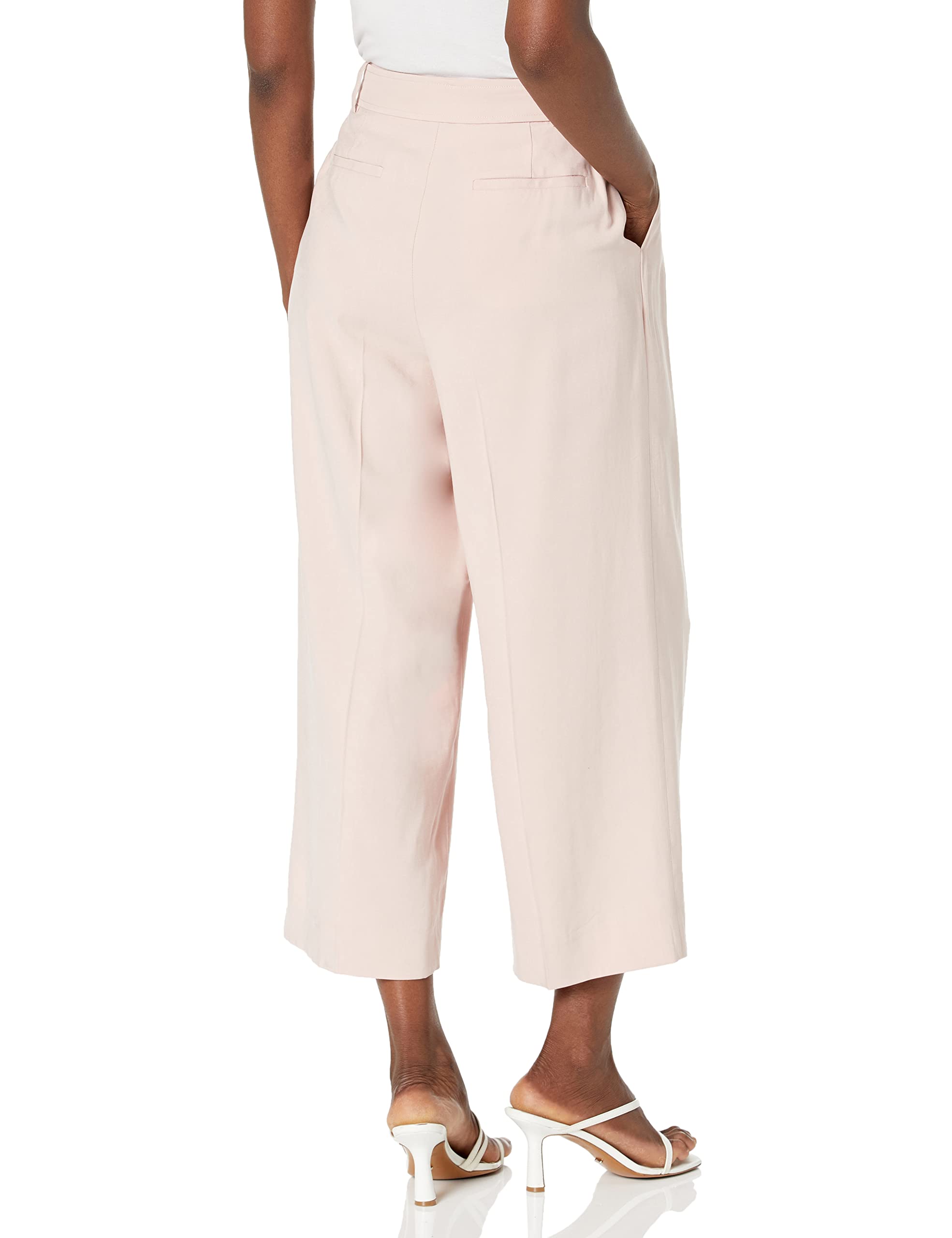 BCBGMAXAZRIA Women's Wide Leg Waist Tie Cropped Pants